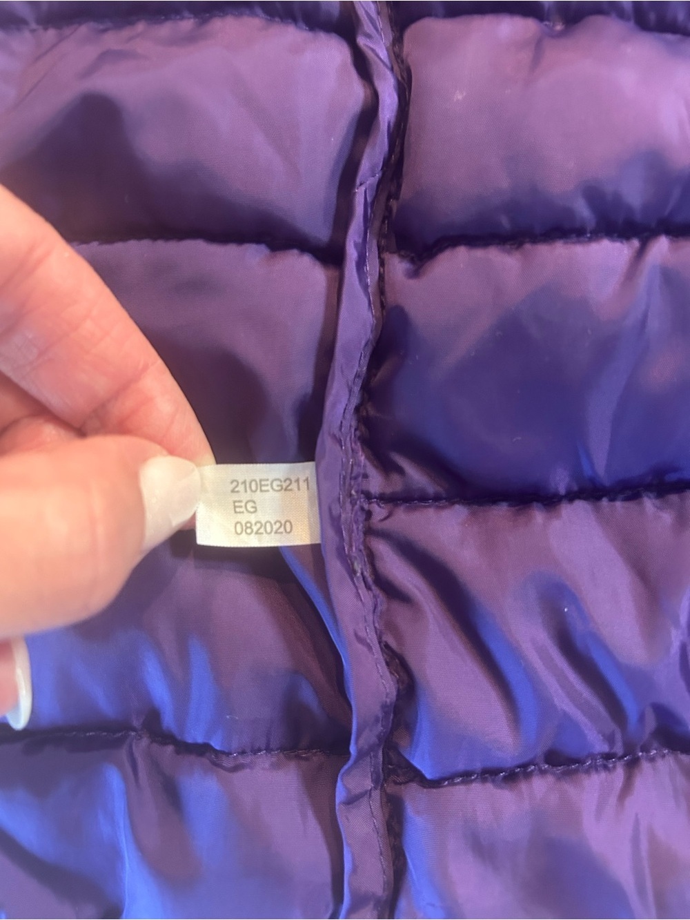 Primary Kids Puffer Jacket Size 12 Purple Hooded - Picture 9 of 9